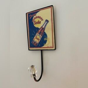 Vintage Retro Sunburst Soda Wall Hook. 4-1-2”x6”